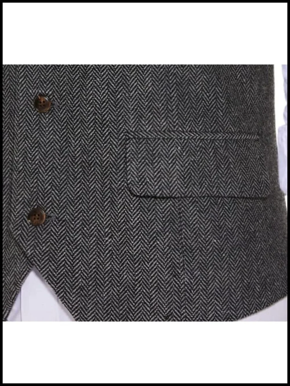Men's Herringbone Tweed Wool Suit Vest Slim Fit Single Breasted Waistcoat